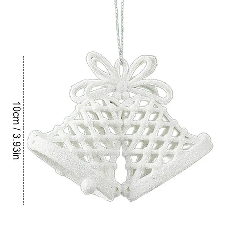 2PCS White Christmas Bells Heart Star Shaped Pendant For Christmas Tree Hanging Ornaments Delicate Xmas Decoration New Year
