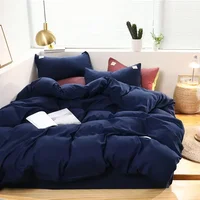 Washable Cotton New Solid Polished Four Piece Set of Simple Plain Bedclothes, Quilt Cover, Bed Sheet, Fitted Sheet 2
