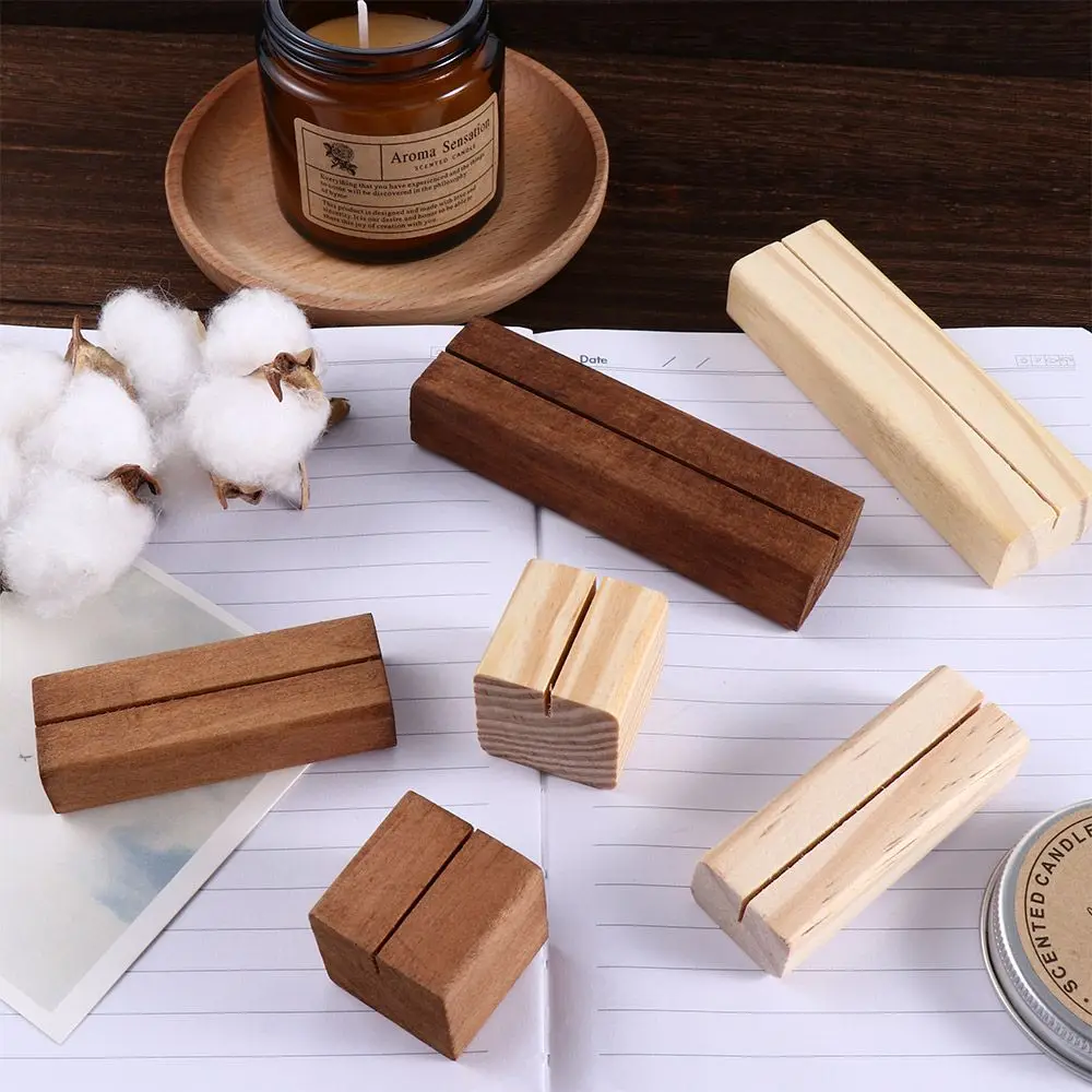 1PC Wooden Place Card Holders Table Number Stands Picture Holder Sign Holders for Wedding Dinner Home Party Events Decoration wooden photo name card display stands holder pop memo sign paper price label advertising 1pack