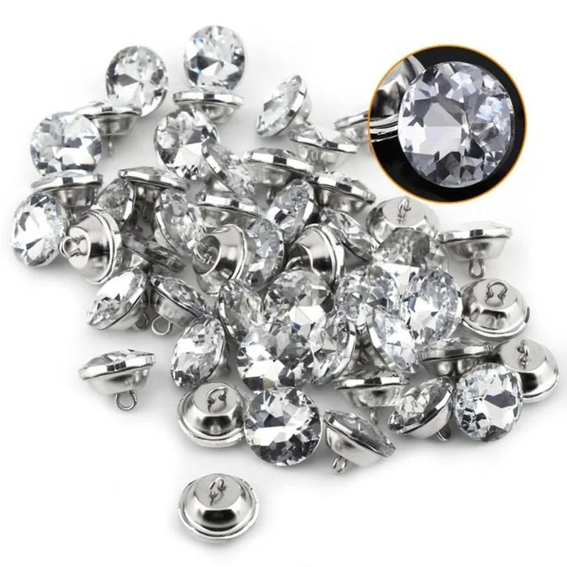 50pcs/lot High-grade Crystal gemstone buttons Sewing buttons for Sofa Headboard shirt glass buttons for garments 18/20/25/30mm 2