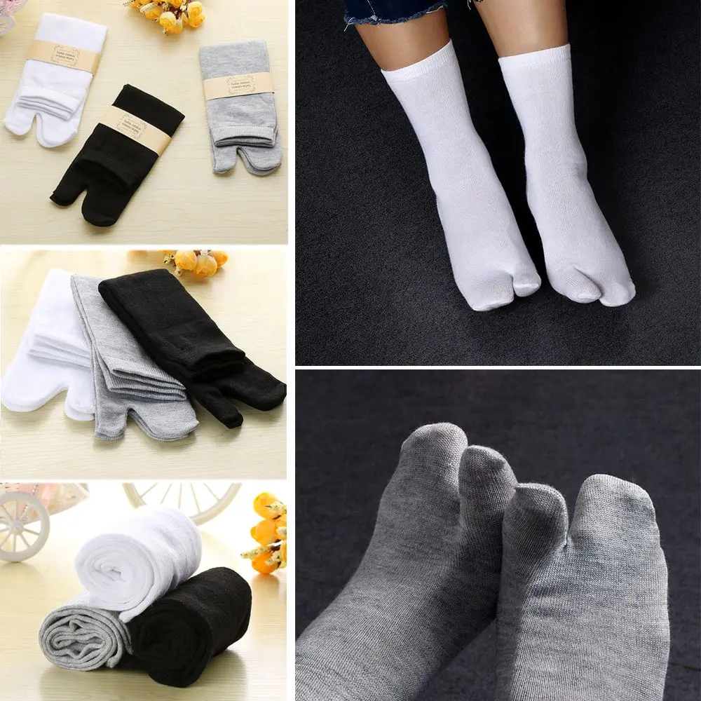 

1Pair Japanese Two Toe Socks Men And Women Kimono Flip Flop Sandal Split Ninjia White Black GreyTabi Toe Socks
