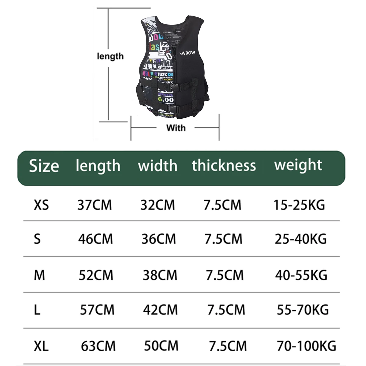 Life Jacket Neoprene Buoyancy Drifting Kayak Life Vest Adjustable Buckle Adults Surf Water Sport Swimming Rescue Life Jacket — view 6