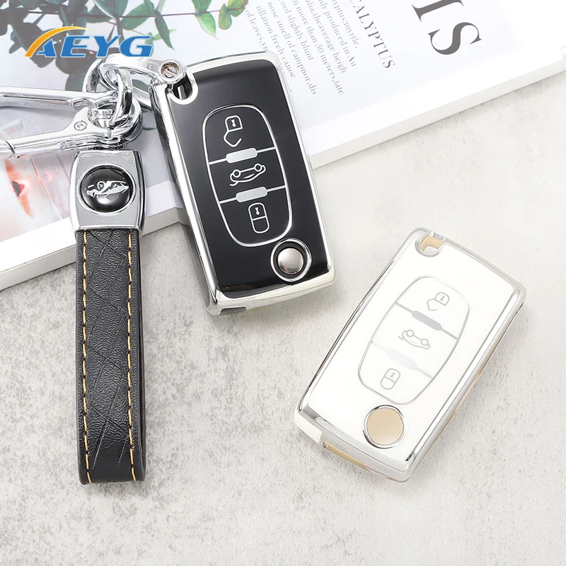 Key Case Cover TPU Car Key Case Cover For Peugeot 107 206 307 308 407 607 5008 For Citroen Xsara Picasso C5 C6 C8 Car Shell Accessories