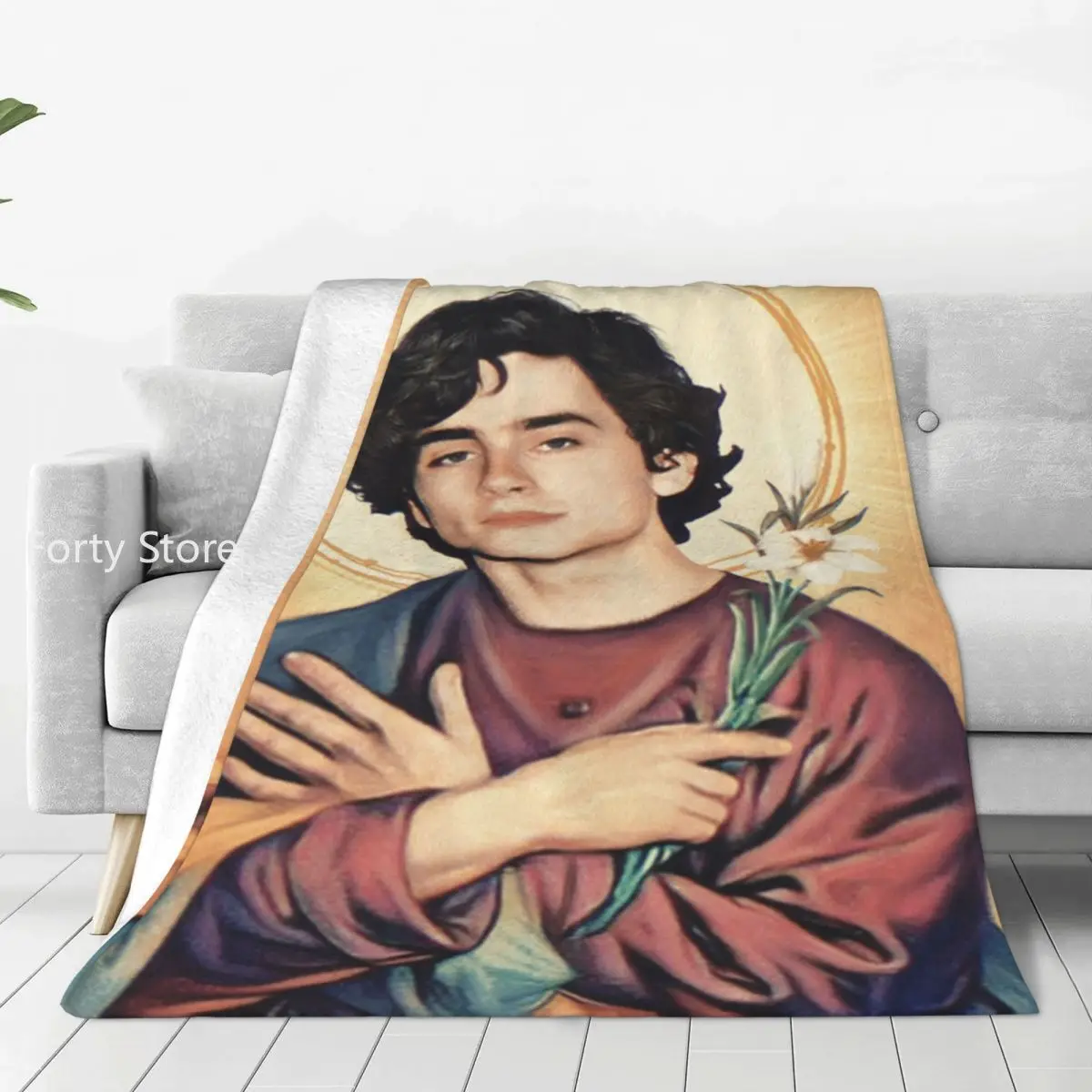 

Timothee Chalamet As Jesus Flannel Blanket Christianity Funny Super Warm Bedding Throws for Bed Picnic Bedspread Sofa Bed Cover