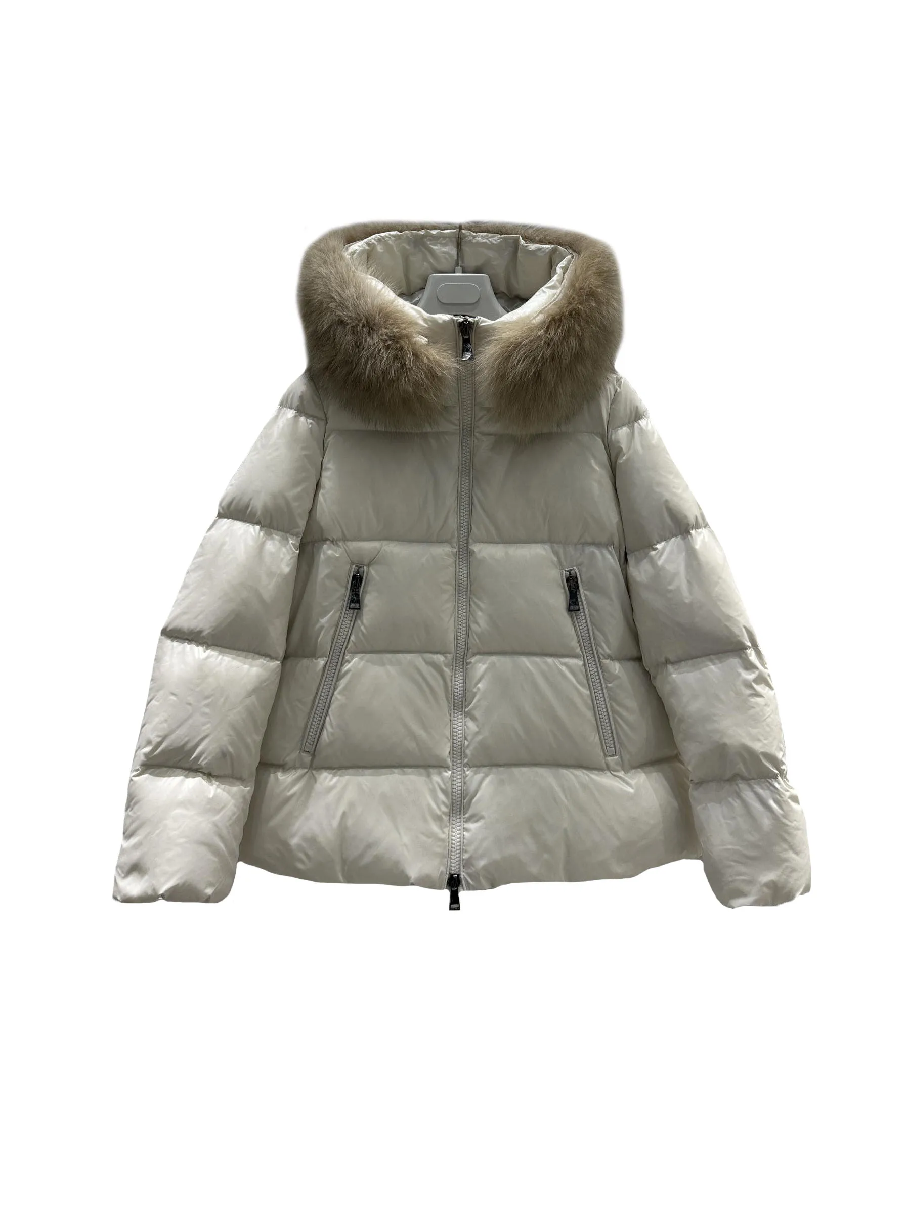 

Down jacket hooded short loose fit solid color fur collar removable design warm and comfortable 2023 winter new 1207