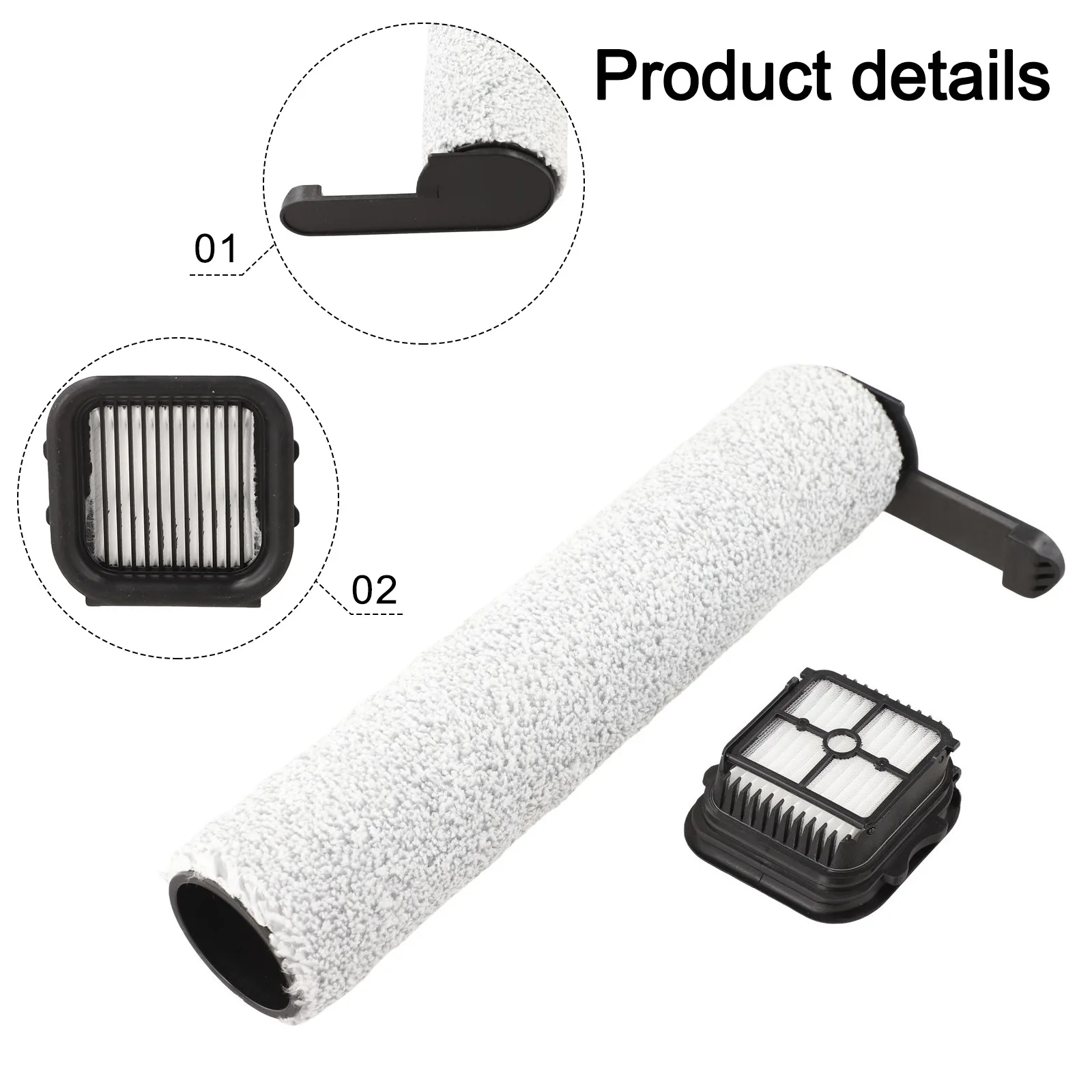 KiimSin Brosse rotative + filtres Accessoires pour JONR S20 Pro Pièces de Rechange pour aspirateur Eau et poussière, 2 Brosse rotative + 2 filtres Hepa + 1 Brosse