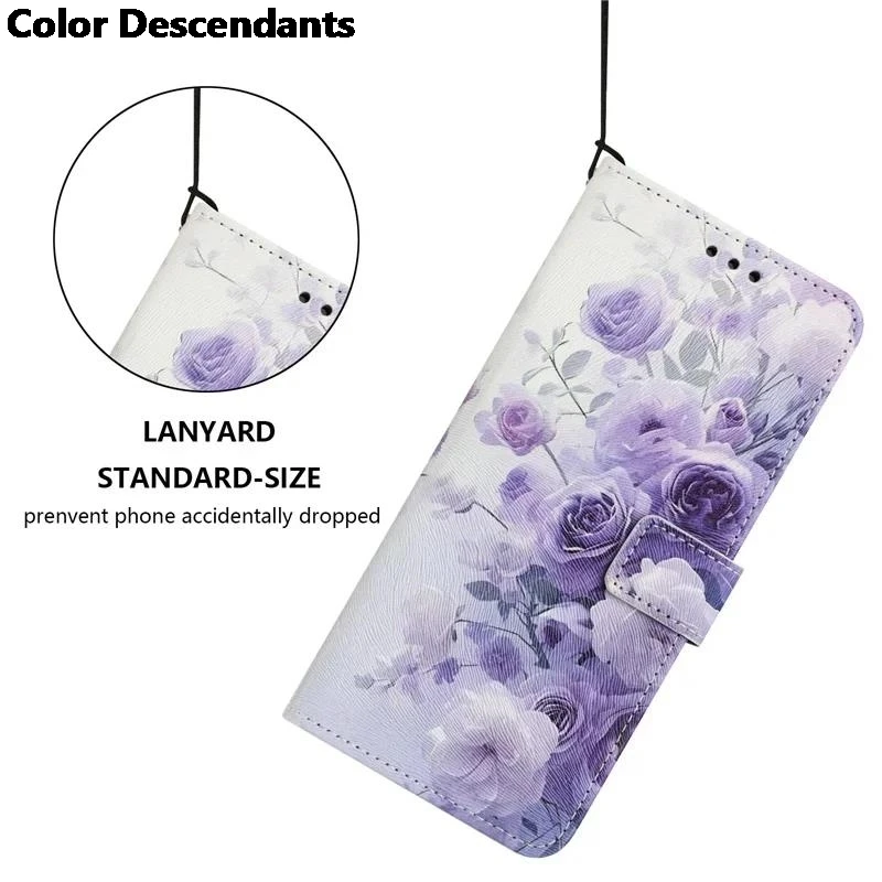 Deluxe Wallet Protection Painted Leather Phone Case with Card Holder and Flip Cover