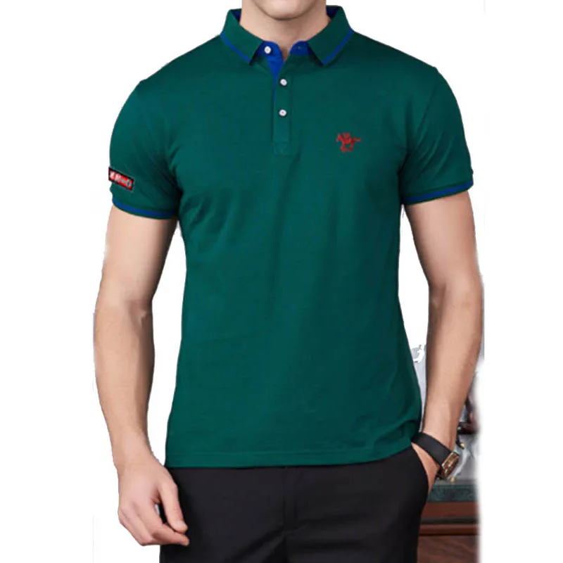 

Мужская хлопковая рубашка-поло с коротким рукавом, с вышивкой и логотипом Little-Horse