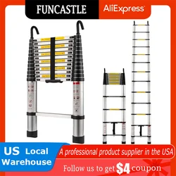 Aluminum Telescopic Ladder 3.8/4.7M Foldable Non-slip Extension Stairs Straight Ladder Industrial Household Folding Alloy Ladder