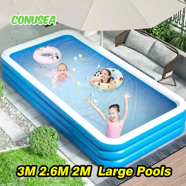 3M 2M 2.6M Swimming Pool Inflatable Toys large family pools Removable Child baby Rectangular Pvc Outdoor Games Water Toy kids 1