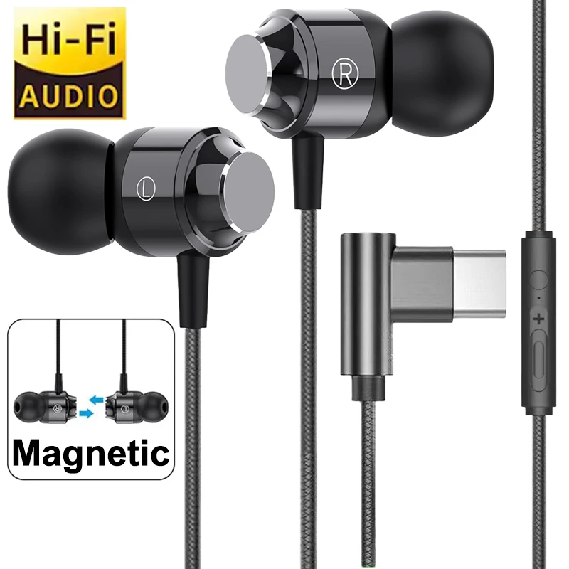 Magnetic USB-C Wired Gaming Headset with Hi-Fi Audio In-Ear Headphones