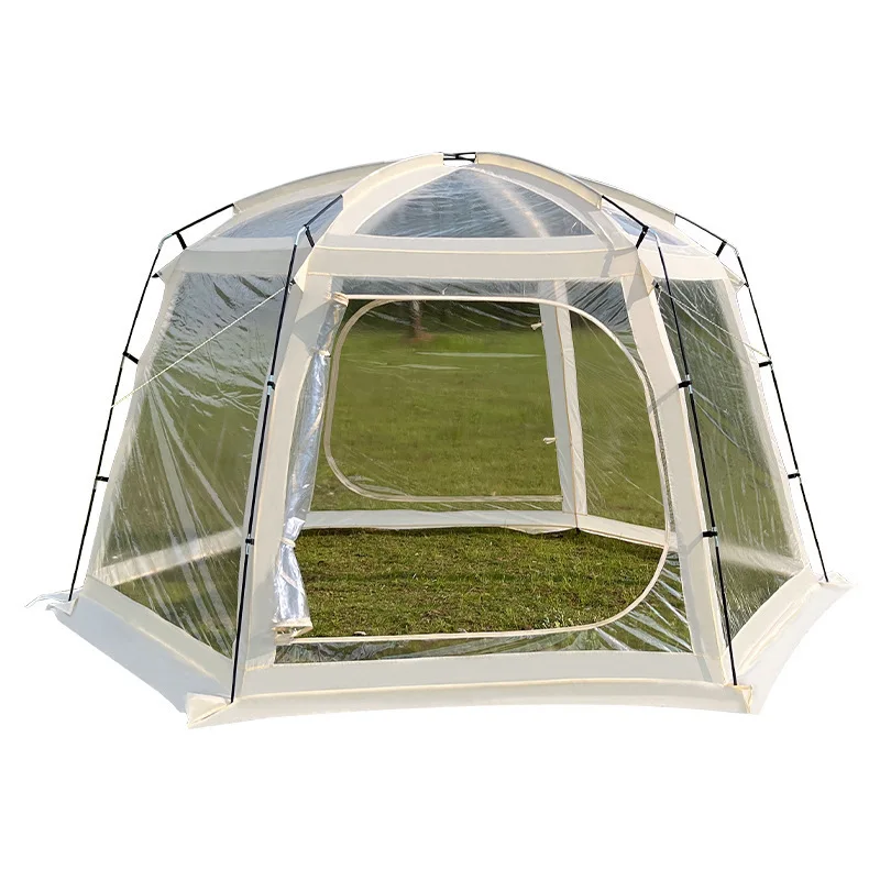 

Starry transparent top tent folding portable camping tent outdoor thickened rain proof hexagonal camping tent Camping sun room