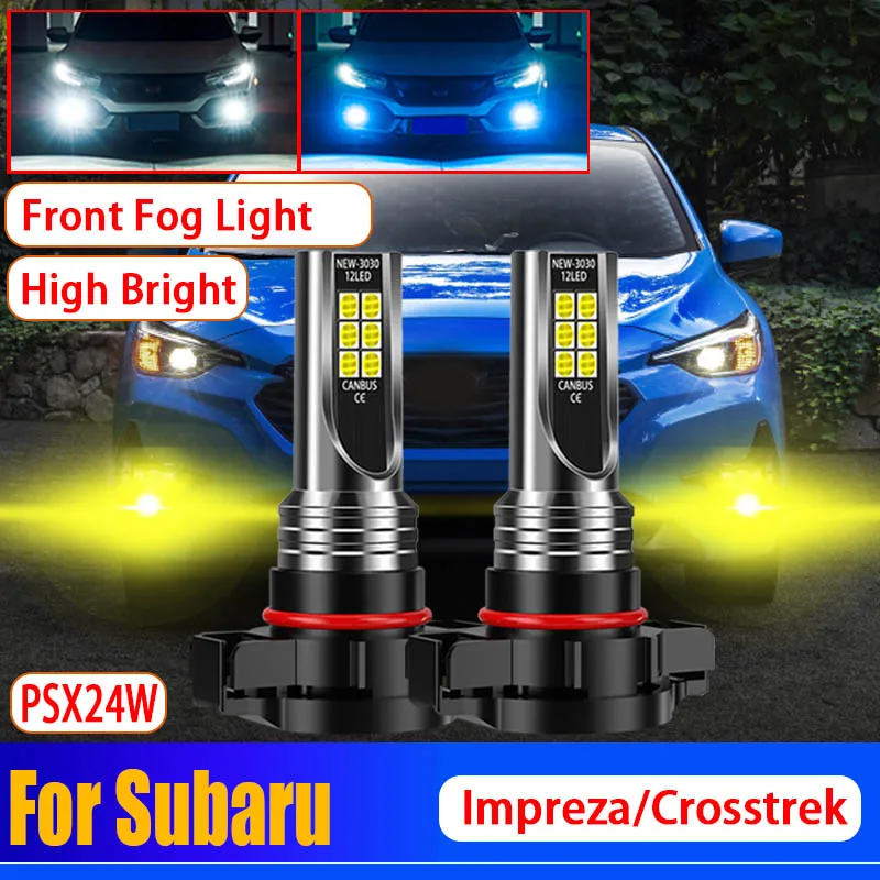 

2Pcs Car PSX24W LED Headlight Front Fog Light Signal Bulb H16EU 2504 Lamps Led Golden Lights 12V For Subaru XV Crosstrek Impreza