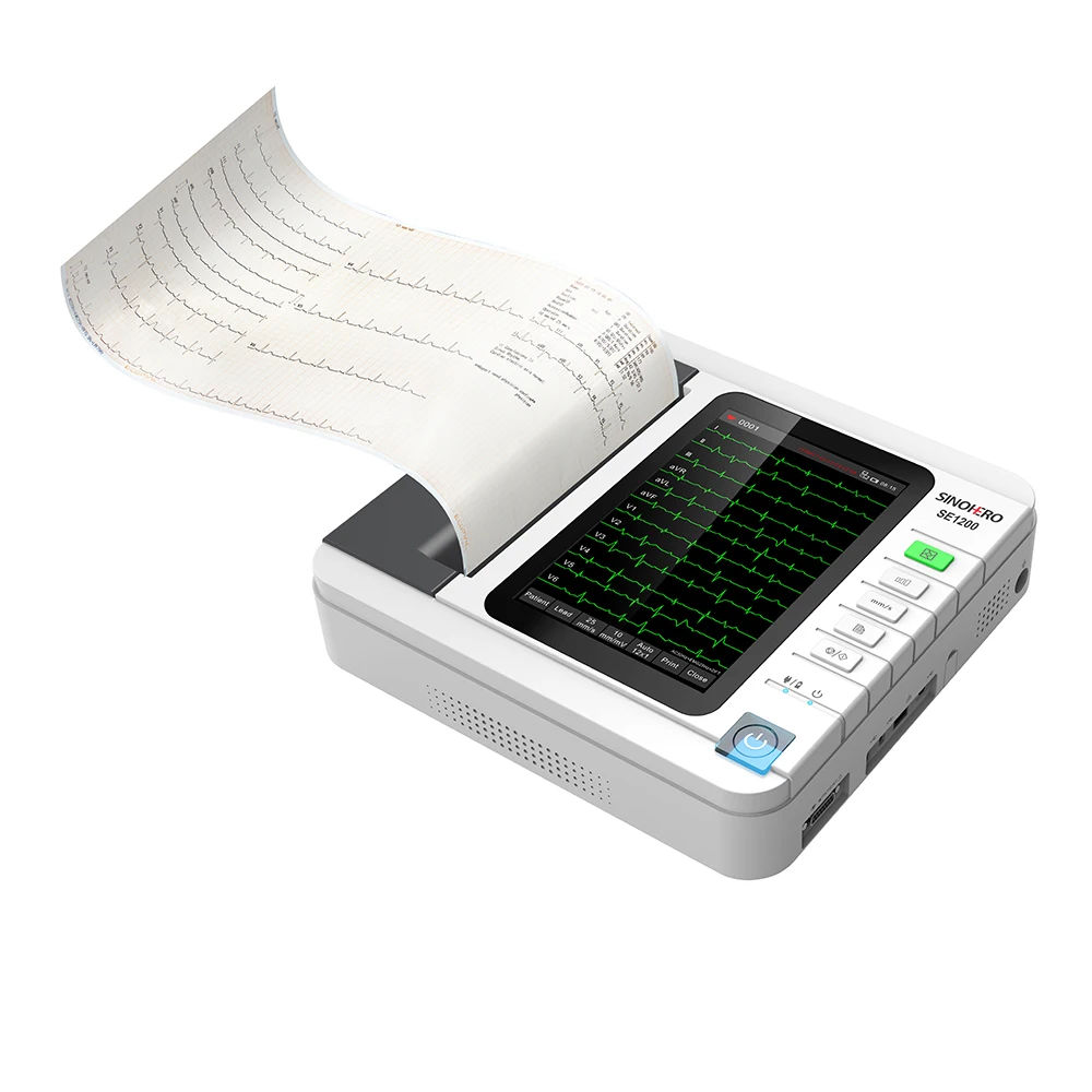 SINOHERO SE1200 Portable EKG Machine Digital Elektrokardiograph Color LCD Machine 10.1 inch 12 lead 12 Channel