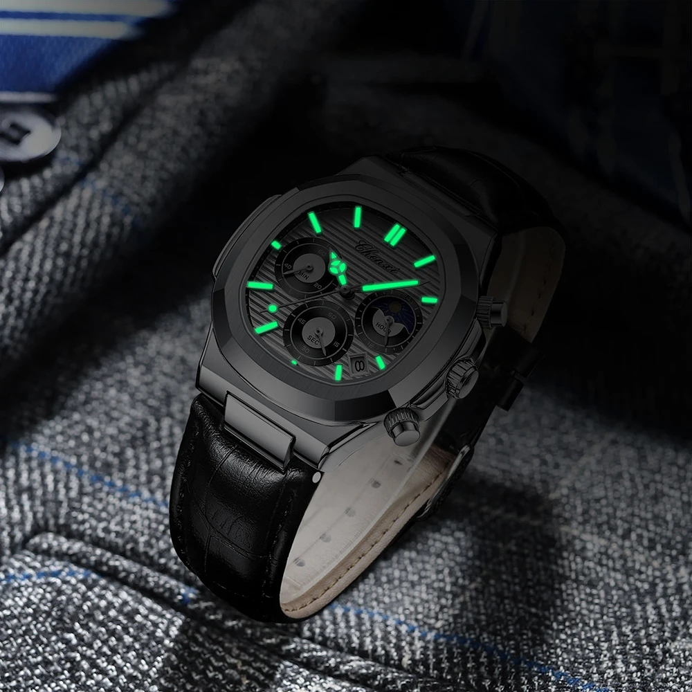 CHENXI Watch Men High-end Leather Strap Chronograph Quartz