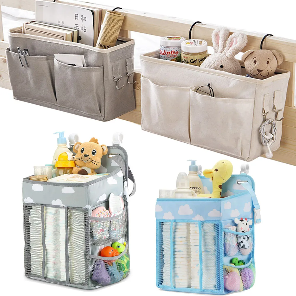 

Baby Crib Organizer Bed Hanging Storage Bag Infant Essentials Cot Diaper Baby Kid Crib Bedding Set Newborn Nappy Caddy Organizer