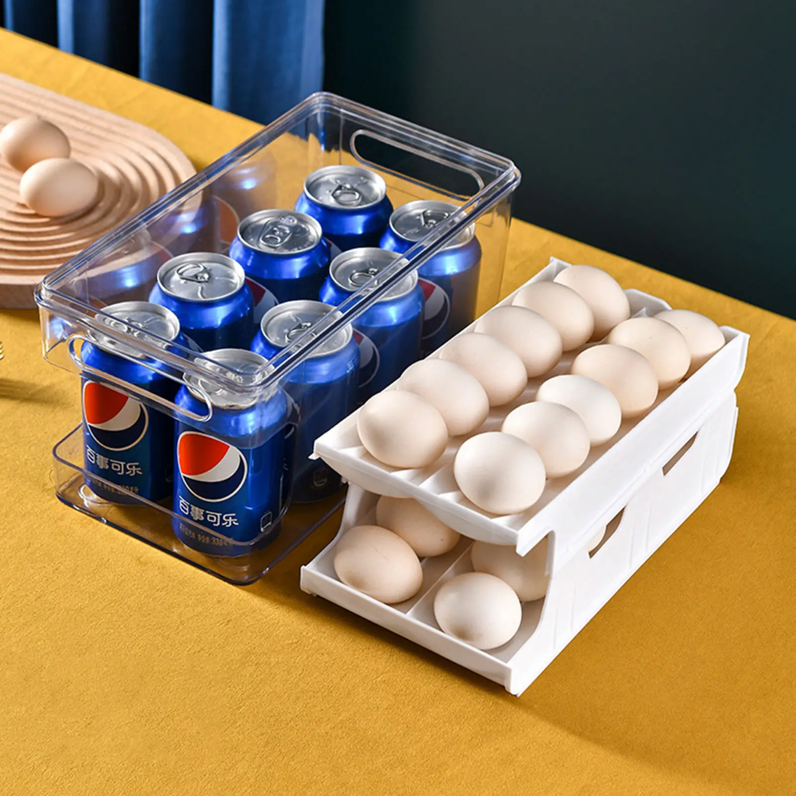 Egg Container For Refrigerators Refrigerator Egg Storage Box Automatic Egg Rolling Doublelayer