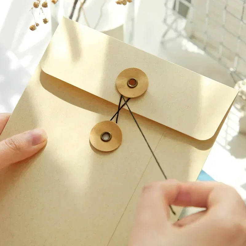 Paper Envelope Button String Tie Vintage Winding Ticket File Documents Bag Business Greeting Cards Cover Stationery kraft paper envelopes mailing envelopes gift card envelopes