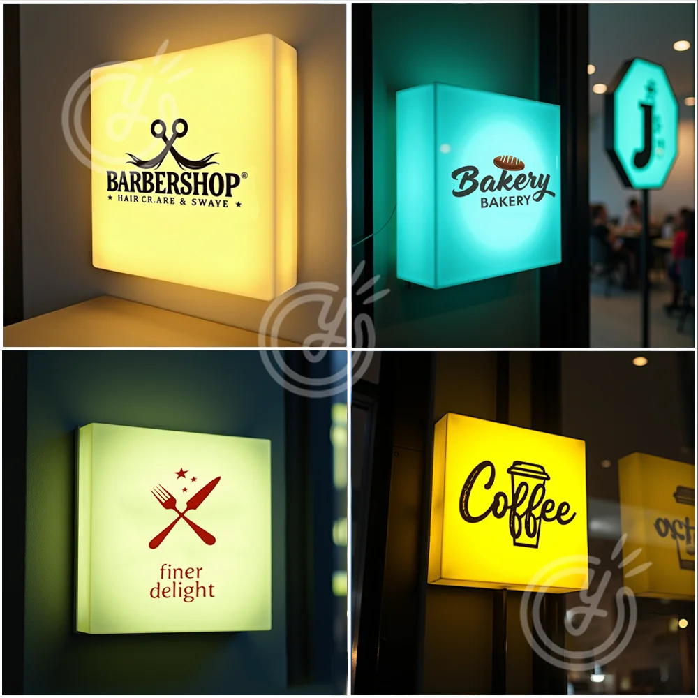 맞춤형 LED 사인, 가정용 라이트 박스, 케이터링 프론트 박스 사인, 비즈니스 로고, 야외 광고용 아크릴 라이트 박스 사인