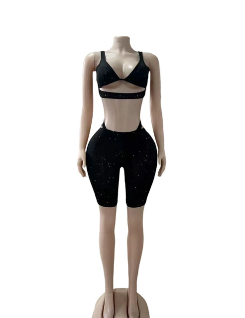 Ann Sparkly Spaghetti Strap Capri Set 4