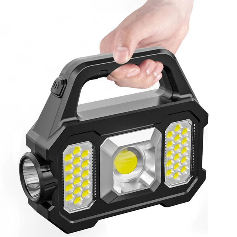 USB Rechargeable Waterproof 6 Gear COB/LED Flashlight Torch Light Portable Powerful Lantern Solar Light For Home Camping Hiking