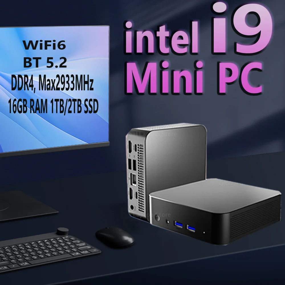 Portable WiFi 6 Mini PC Windows 11 Intel Core i9 8950HK Celeron N5095 Desktop Pc Gaming Computer 16GB DDR4 1TB 2TB SSD Pc Gamer