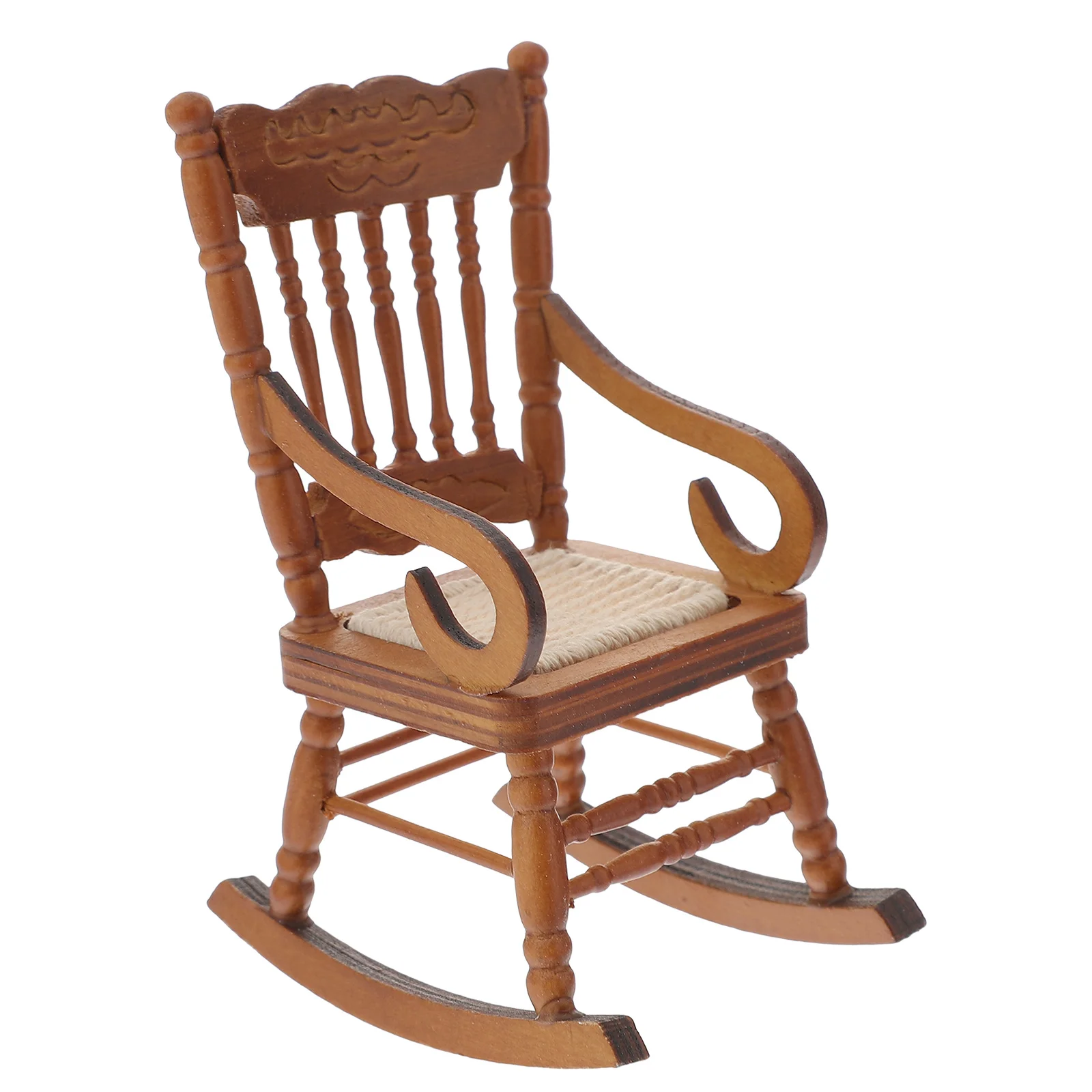 

Mini Chair Wooden Miniature Rocking Chair Dollhouse Chair Accessories