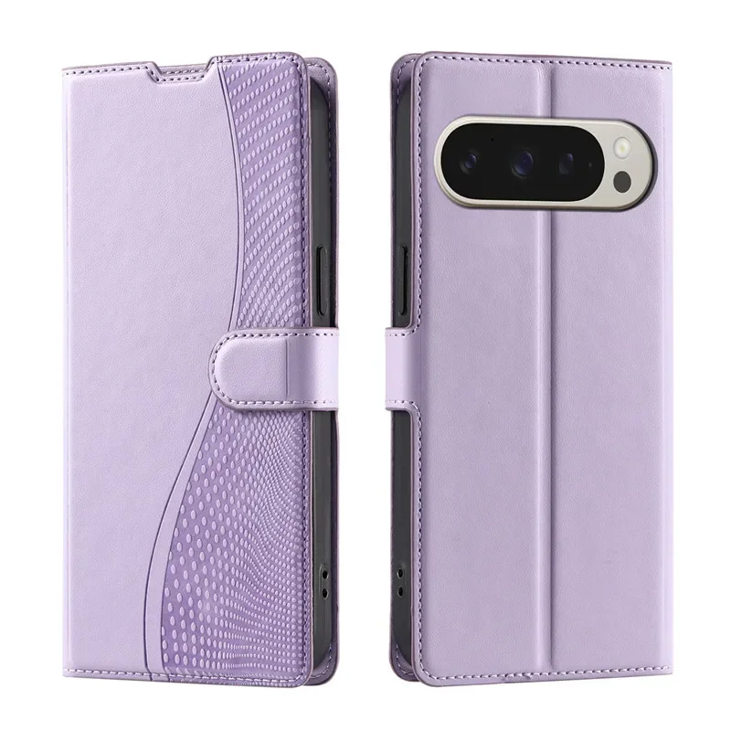 Leather Flip Wallet Phone Case with Magnetic Closure and Shockproof Protection