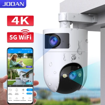 JOOAN 4K PTZ IP 카메라, 야외 방수 듀얼 렌즈, 듀얼 스크린, 5G 와이파이 보안 카메라, 자동 추적 CCTV 감시 카메라