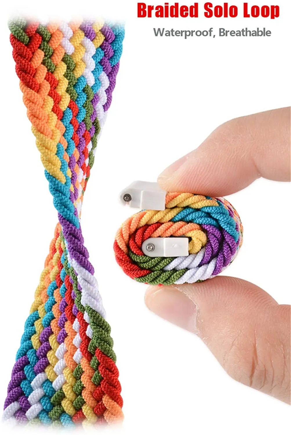 Braided Solo Loop Elastic Fabric Sport Wristband Bracelet Strap