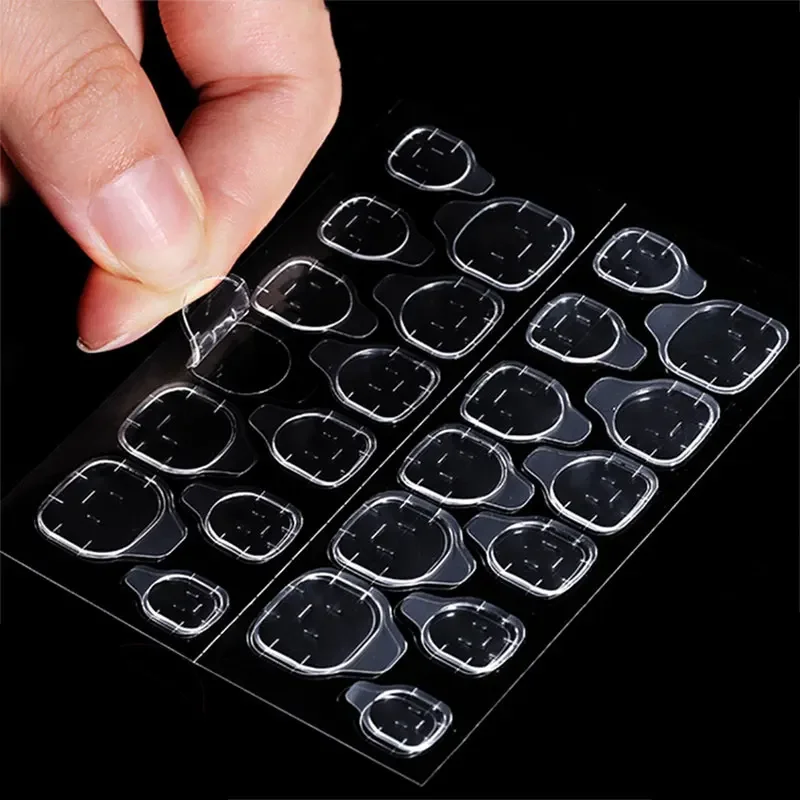 60/120PCS Fake Nails Nail Jelly Glue Double Sided Adhesive Tape Glue Sticker Press on Nails Tips 1-10sheeteet