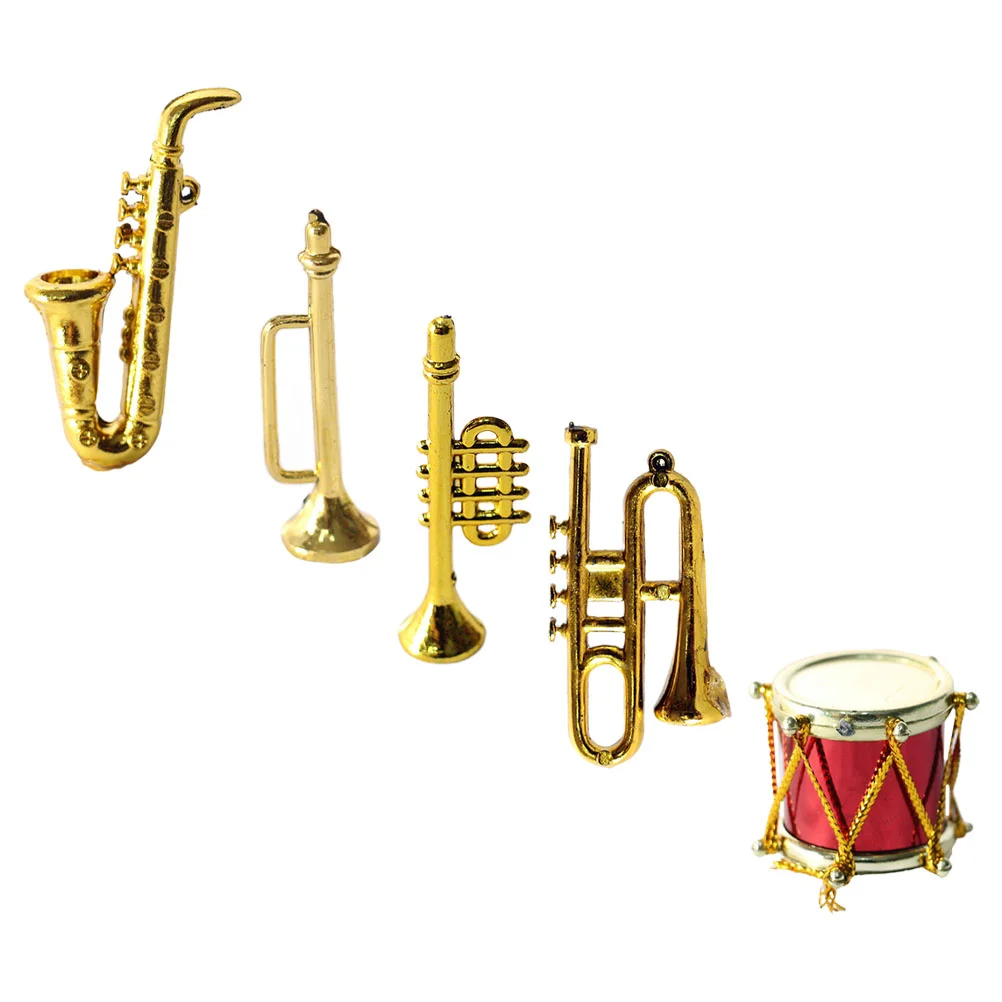 

Mini Saxophone Miniature Instrument Model Props Trumpet Decor Plastic House Layout Adornment