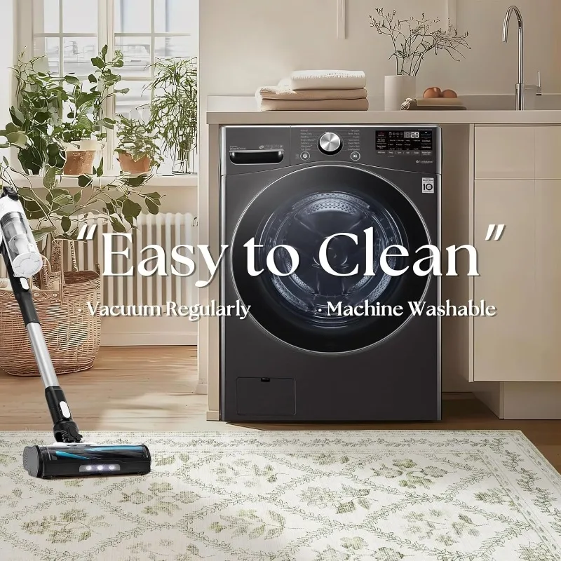 Carpet for Living Room Large Area Floral Print Bedroom Rug Green Small Fresh   Foldable Machine Washable Coffee Table Mats Tapis