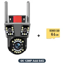 6K 12MP WIFI IP Outdoor Camera 8X Zoom Three Len Motion Tracking PTZ 4K Video Camera Waterproof Surveillance Security Protection 