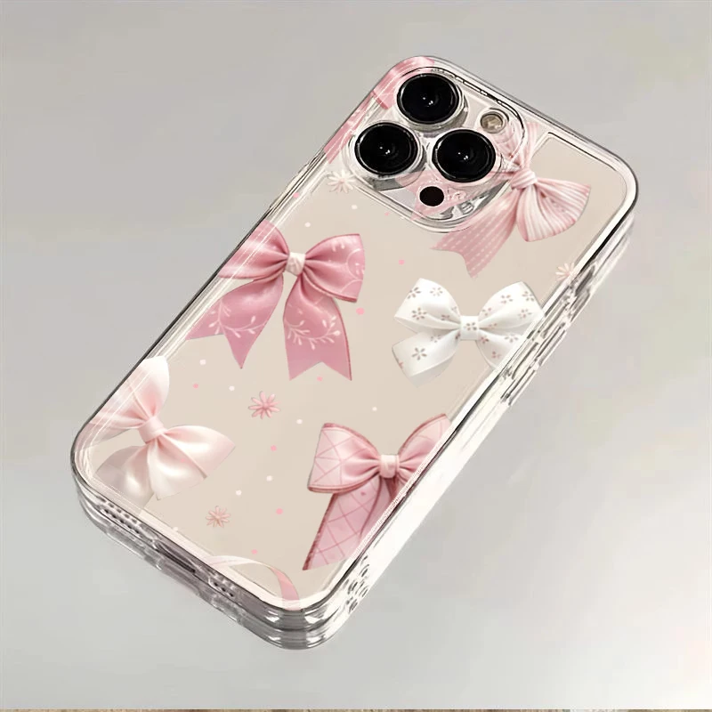 Transparent TPU Phone Case with Pink Bow Design