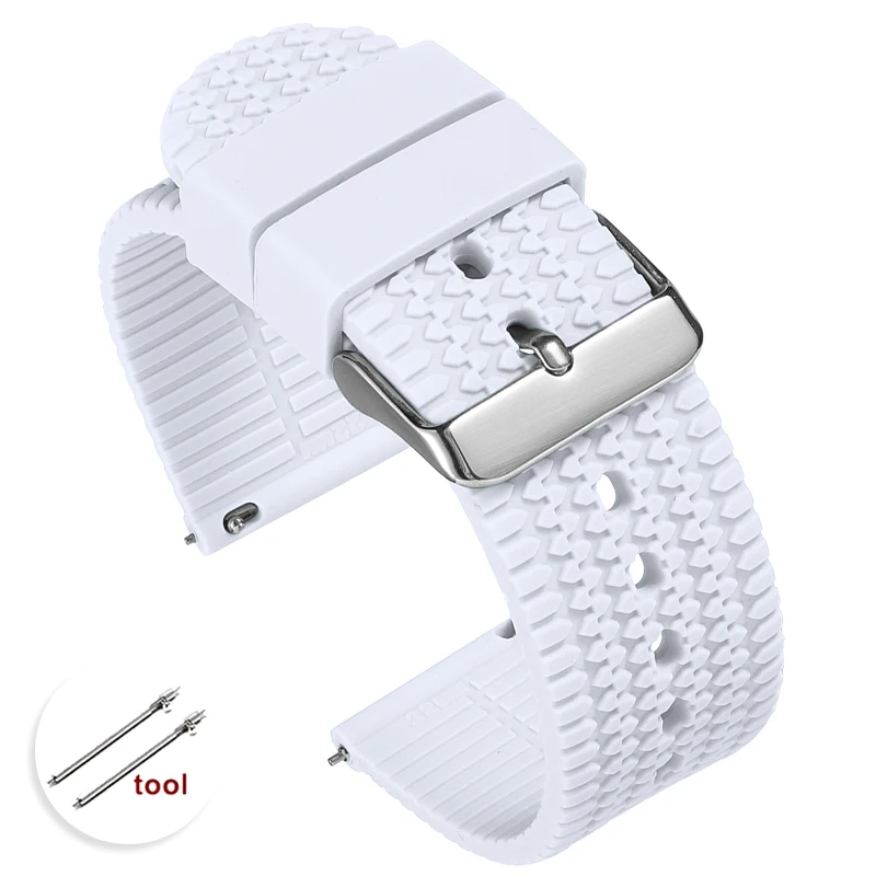 Breathable Waterproof Silicone Watch Band - Durable Perforated Rubber Strap Replacement Bracelet