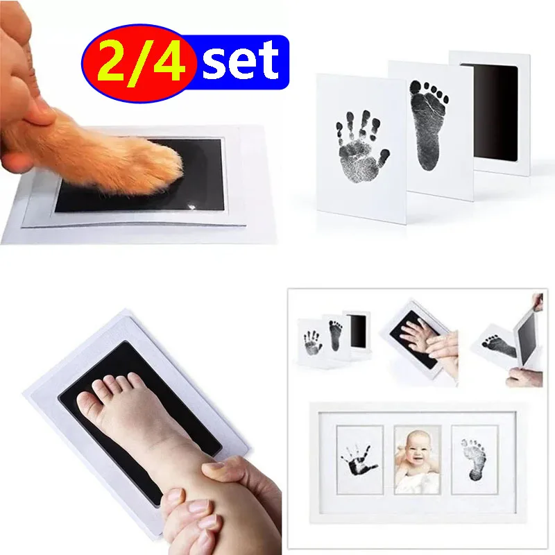 Baby Care Non-Toxic Baby Handprint Footprint Imprint Kit Souvenirs Newborn Footprint Ink Pad For Newborn Gifts Ink Pads Hand And Footprint Kit