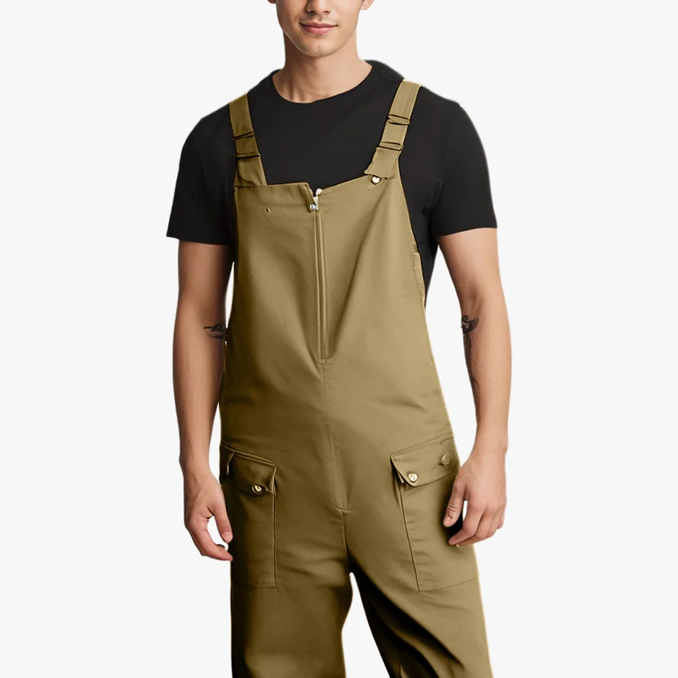 Mens Lightweight Casual Bib Overall Jumpsuit
