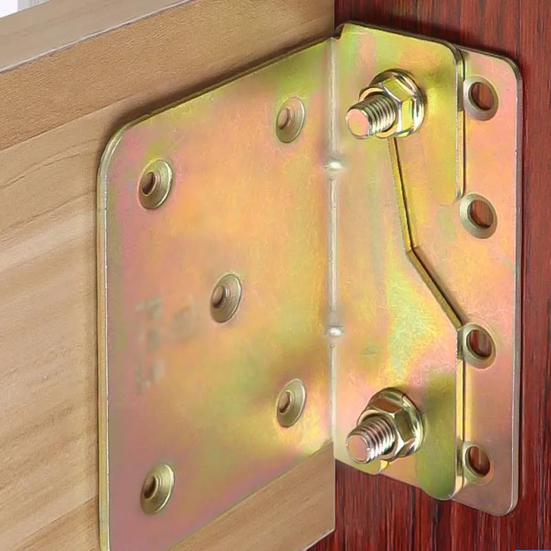 สแตนเลสหนาเตียงใส่ Heavy-Duty เตียงไม้เนื้อแข็งตะขอมุมรหัสสกรูเตียงหัวเข็มขัดเฟอร์นิเจอร์การเชื่อมต่อบานพับ 1