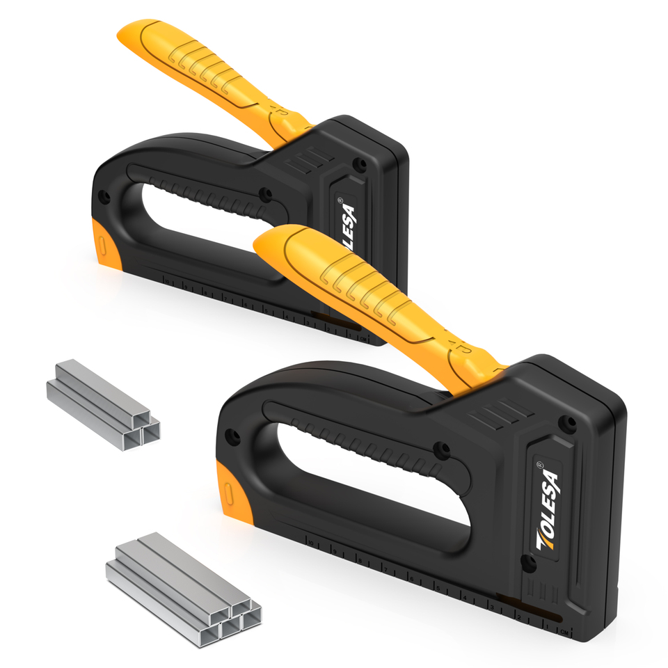 TOLESA 2Pcs Staple Guns for Wood Light Duty Home Use Manual Staplers Upholstery Nail Gun with 2000 Staples Home Carpentry Tools