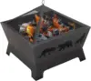 26 inch Fire Pits for Outside Square Firepit Wood Burning Fireplace Heavy Duty Steel Patio Bowl with Screen Waterproof Cover 2