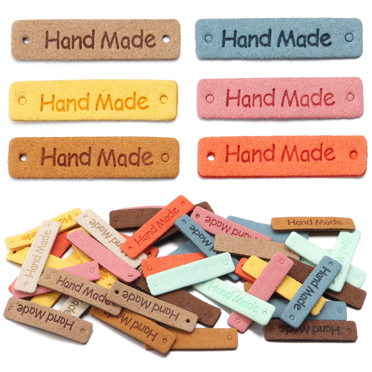 Leather Labels 20pcs/lot 1*4cm Handmade PU Leather Tags Color Sewing For Bag Needlework Decoration DIY Hats Bags Garment Accessories