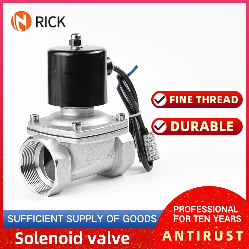 304 1/2 " 3/4" 1 " Stainless Steel Normally Closed Electric Solenoid Valve AC 110V/220V/24V DC 12V Water DN15 DN20 With IP65 DIN
