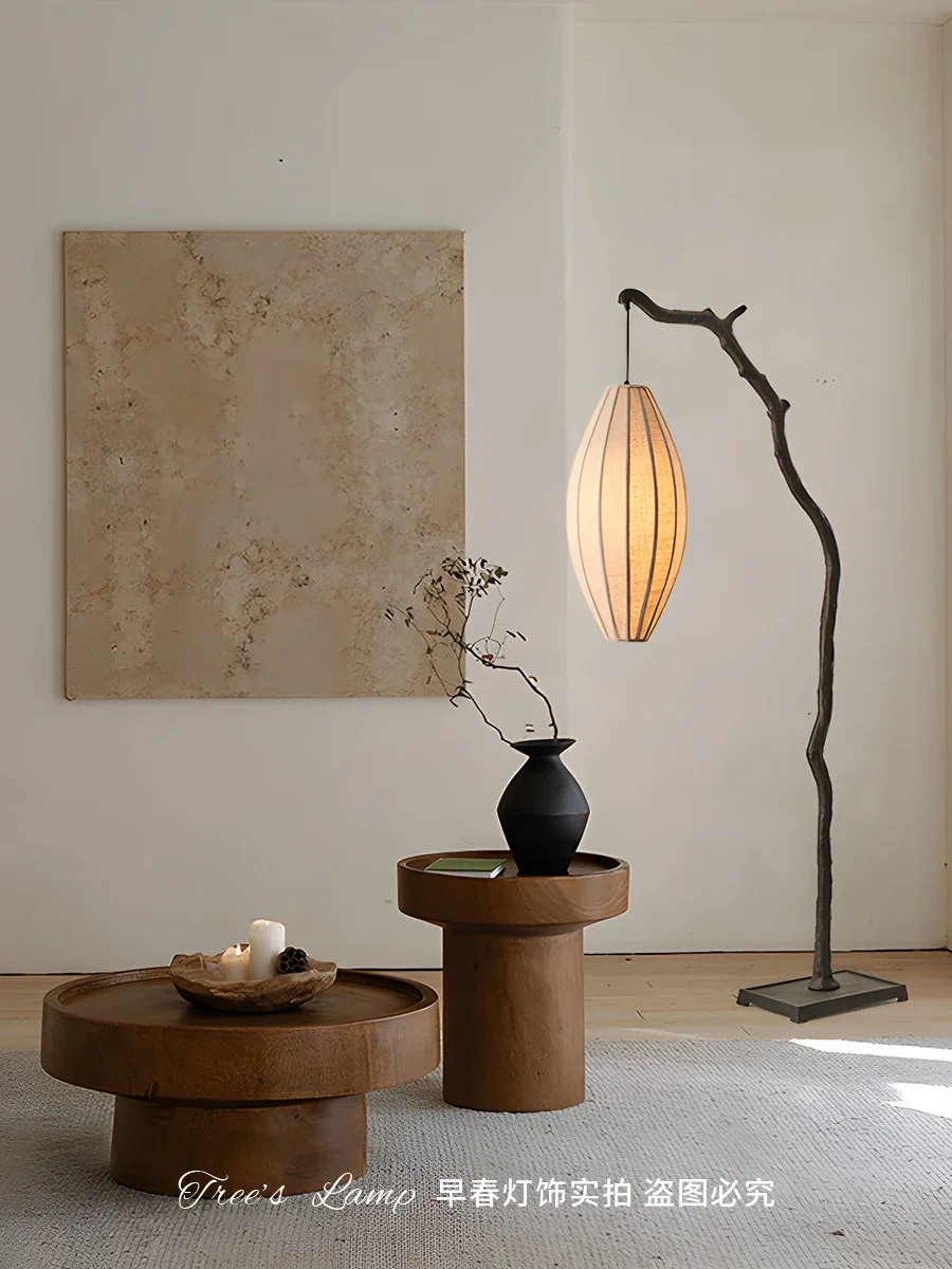 

New Chinese Zen Floor Lamp Branch Fishing Vertical Table Lamp Ancient Chinese Tea Room Silent Floor Lamp