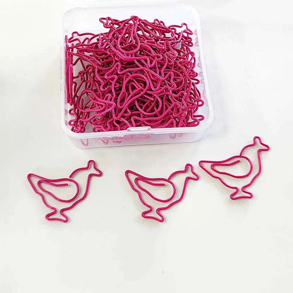 50Pcs 치킨 종이 클립 동물 모양의 클립 사무실 학교 북마크 플래너 장식 미니 철 클립 귀여운 종이 파일