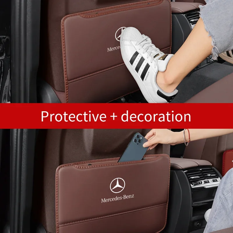 Car seat protector For Mercedes-Benz A B C E V R-Class A45 C43 CLA GLA GLB GLC SLK SL Car Seat Back Protection Anti-Kick Pad Rear Seat Storage Bag