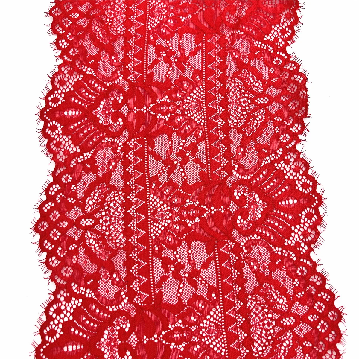 3y/Lot Width 21.50cm Red Eyelash Trim For Lingerie Sewing Craft DIY Apparel Fabric Lace Non-Elastic Underwear Material Wedding 5