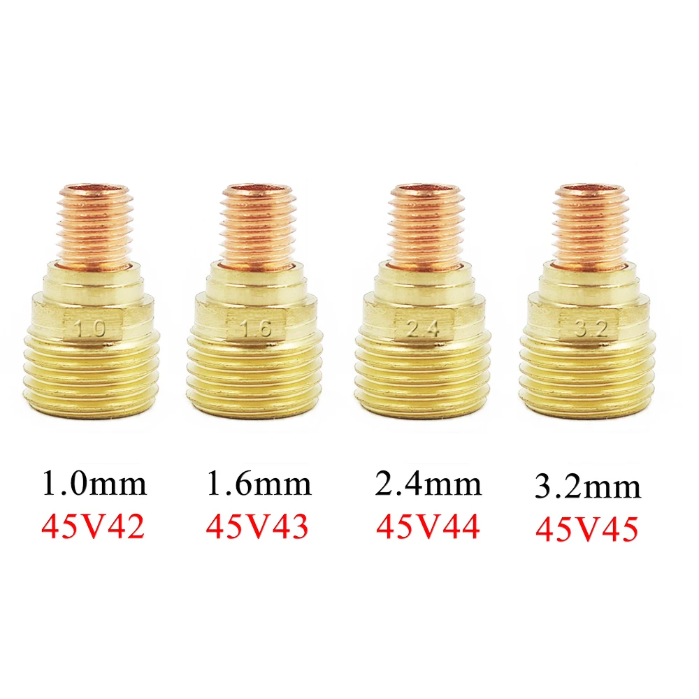 TIG Welding Torch Gas Lens Collets Body 1.0mm 45V42 1.6mm 45V43 2.4mm 45V44 3.2mm 45V45 For WP9 20 25 Welding Torch Accessories 2