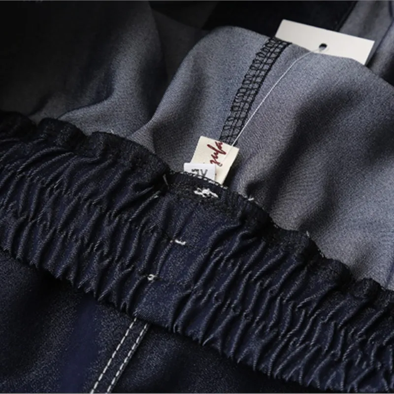 Fashion Plus Size Women's Jeans Autumn Style High Waist Bright Line Lyocell Denim Straight Leg Pants 8593