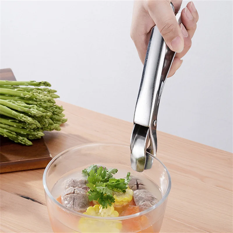 

Stainless Steel Anti-scalding Bowl Clamp Non-slip Fetching Pliers Silicone Handle Kitchen Tool Multi-function Chuck Bowl Lifter